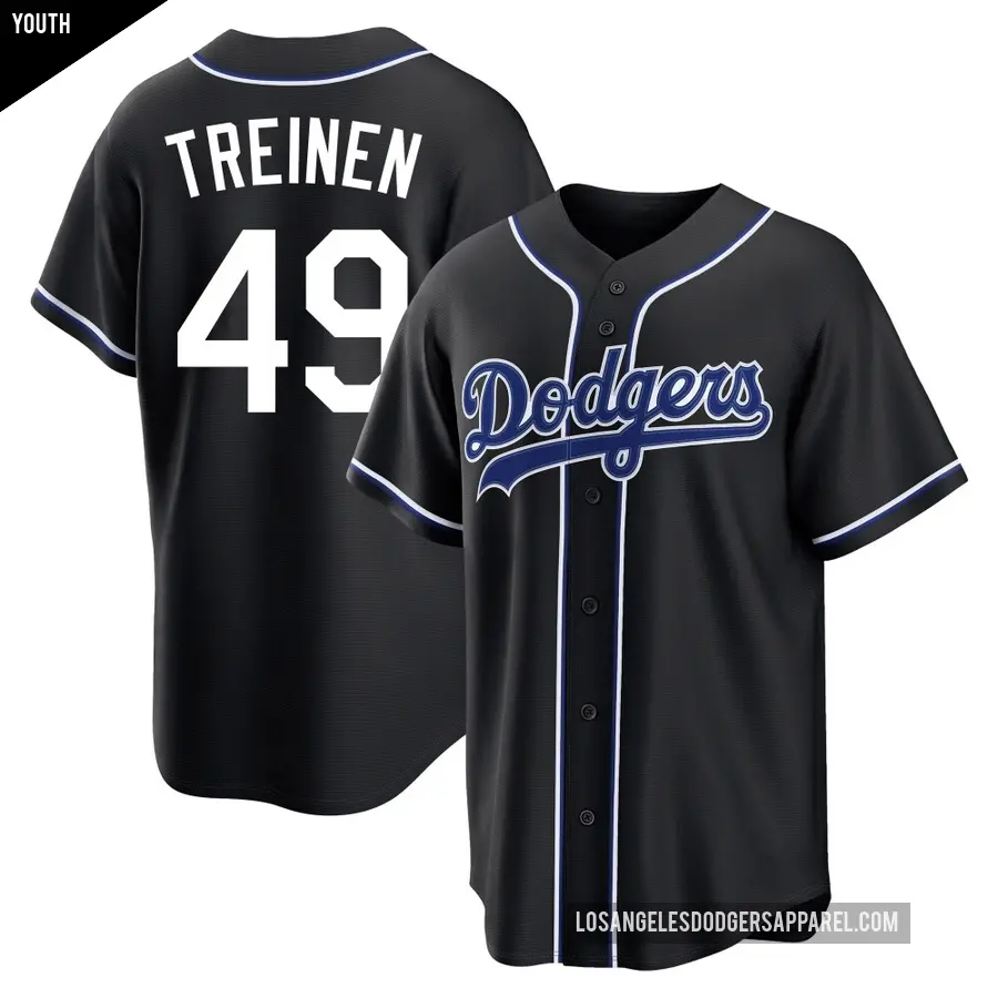 Youth Los Angeles Dodgers ＃49 Blake Treinen Replica Black Fashion Out Jersey