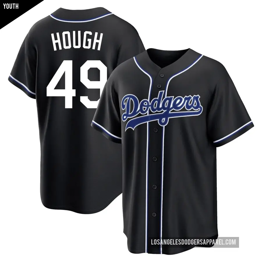 Youth Los Angeles Dodgers ＃49 Charlie Hough Replica Black Fashion Out Jersey