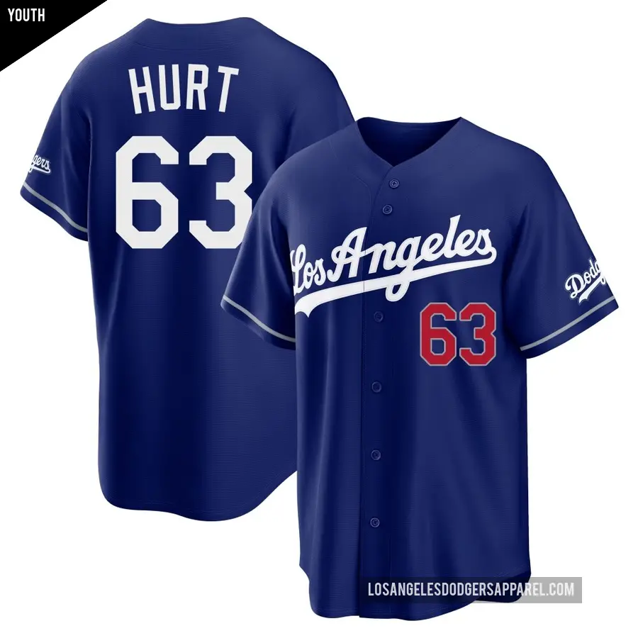 Youth Los Angeles Dodgers ＃63 Kyle Hurt Limited Royal Alternate Stadium Jersey