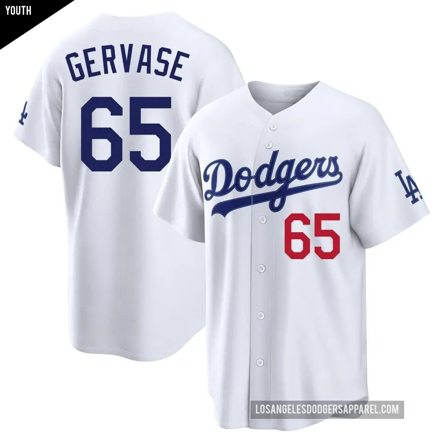 Youth Los Angeles Dodgers ＃65 Paul Gervase Limited White Home Stadium Jersey
