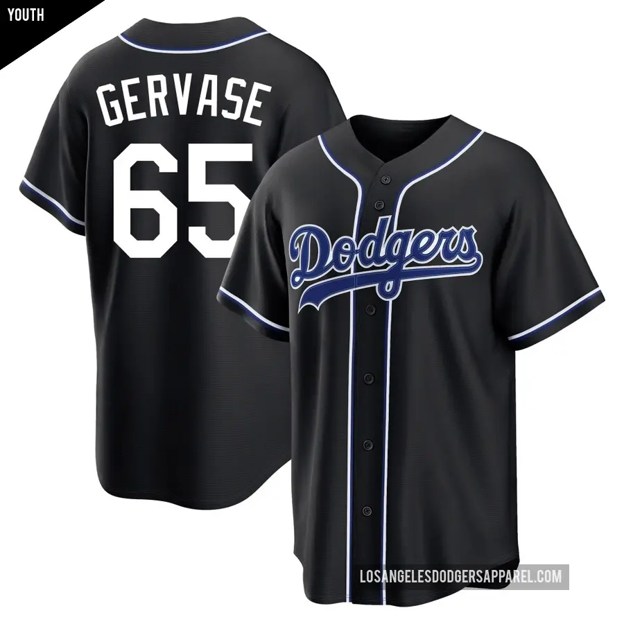 Youth Los Angeles Dodgers ＃65 Paul Gervase Replica Black Fashion Out Jersey