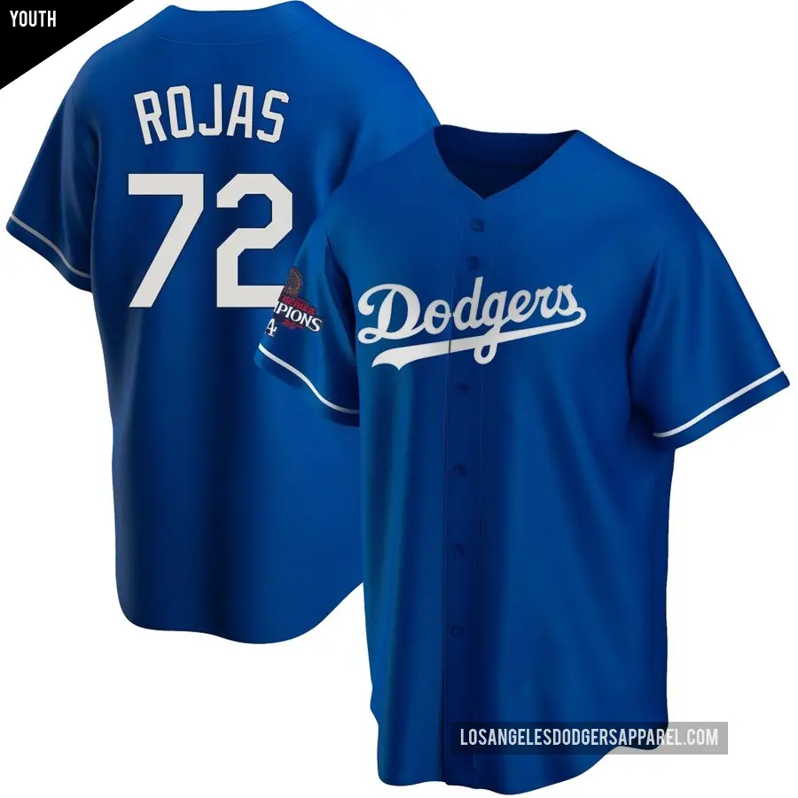 Youth Los Angeles Dodgers ＃72 Miguel Rojas Replica Royal Alternate 2024 World Series Champions Jersey