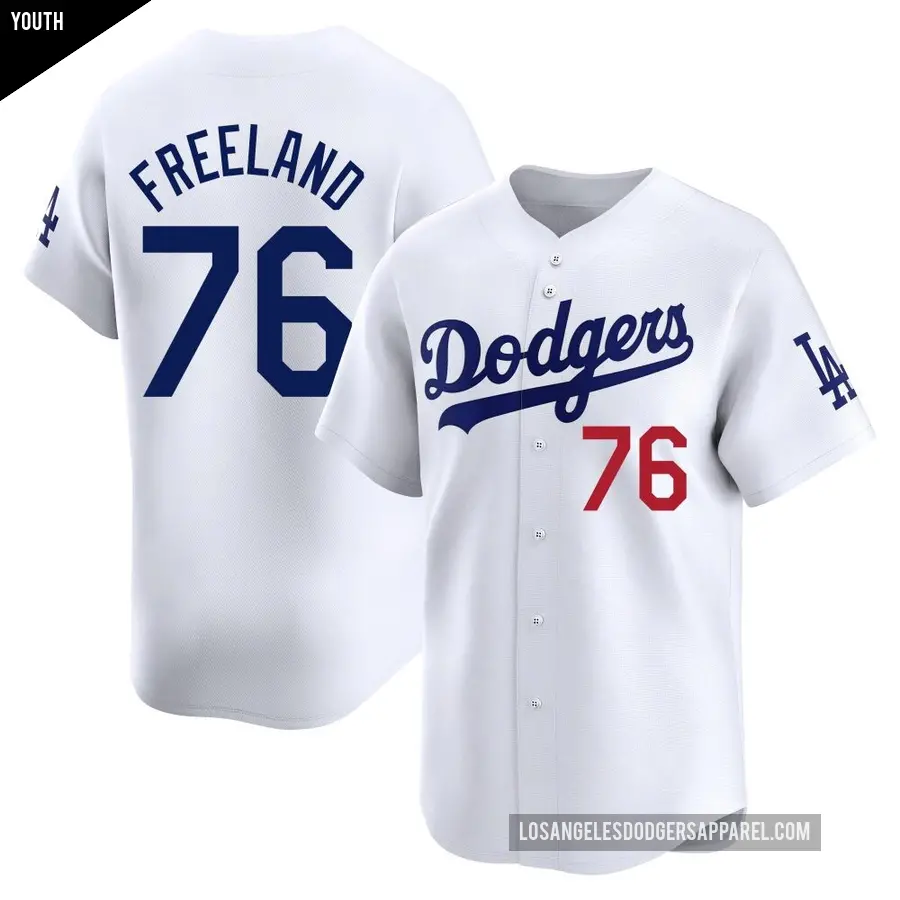 Youth Los Angeles Dodgers ＃76 Alex Freeland Limited White Home Jersey