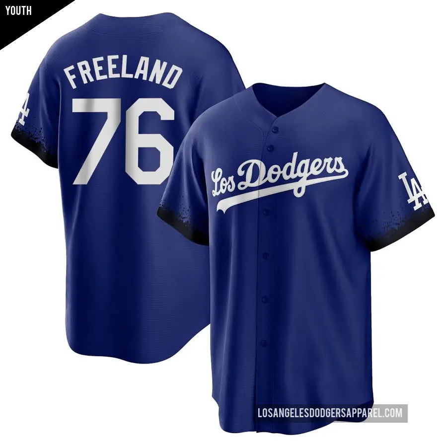 Youth Los Angeles Dodgers ＃76 Alex Freeland Replica Royal 2021 City Connect Jersey