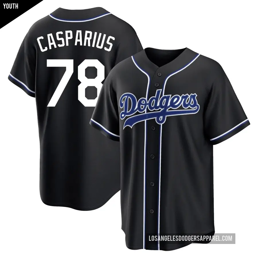 Youth Los Angeles Dodgers ＃78 Ben Casparius Replica Black Fashion Out Jersey