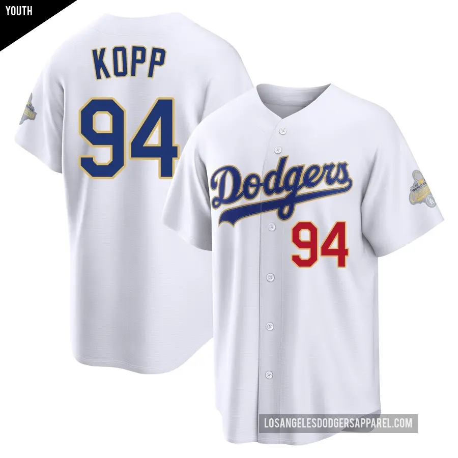 Youth Los Angeles Dodgers ＃94 Ronan Kopp Limited Gold White 2026 Collection Stadium Jersey