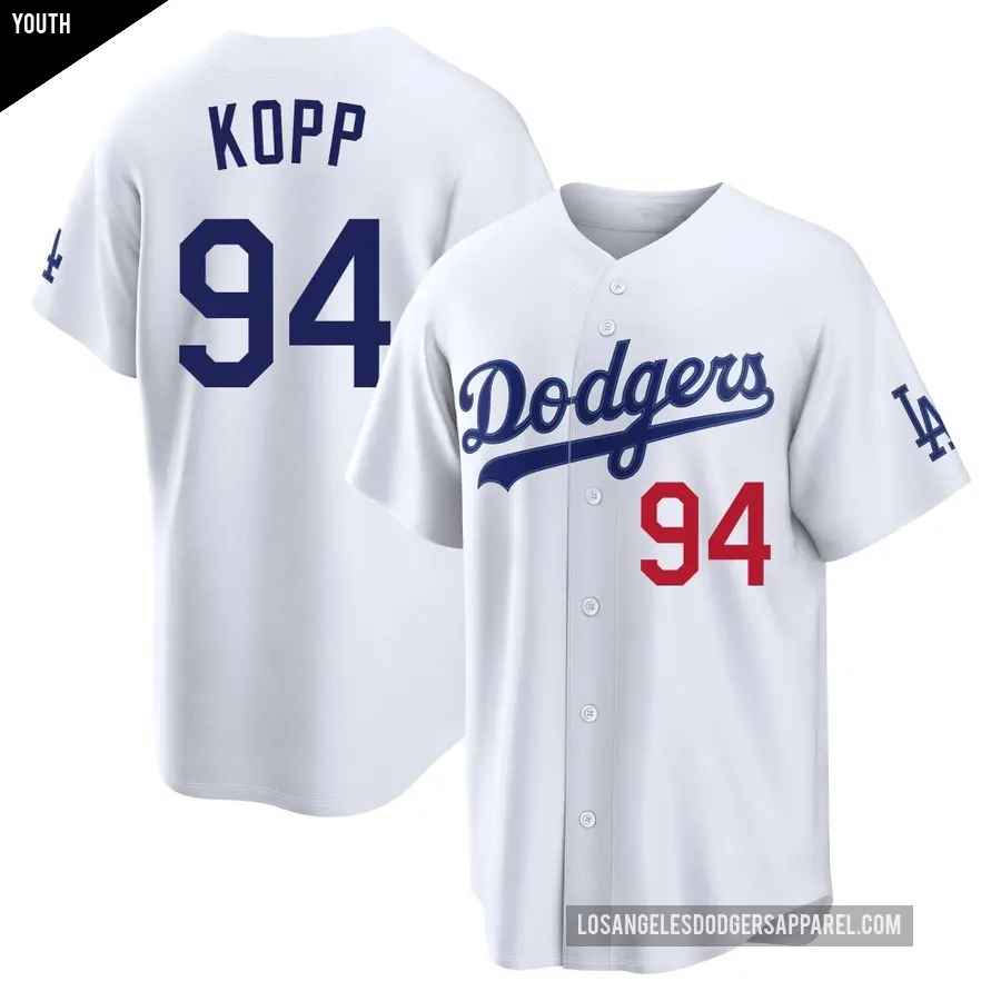 Youth Los Angeles Dodgers ＃94 Ronan Kopp Limited White Home Stadium Jersey